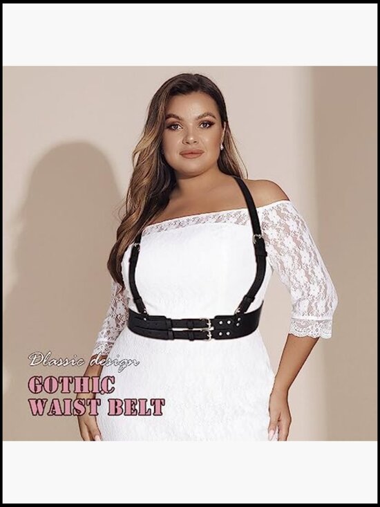 Wide Waist Harness Belt PU Faux Leather Punk Gothic Strappy Waist Cincher Rave main image 4